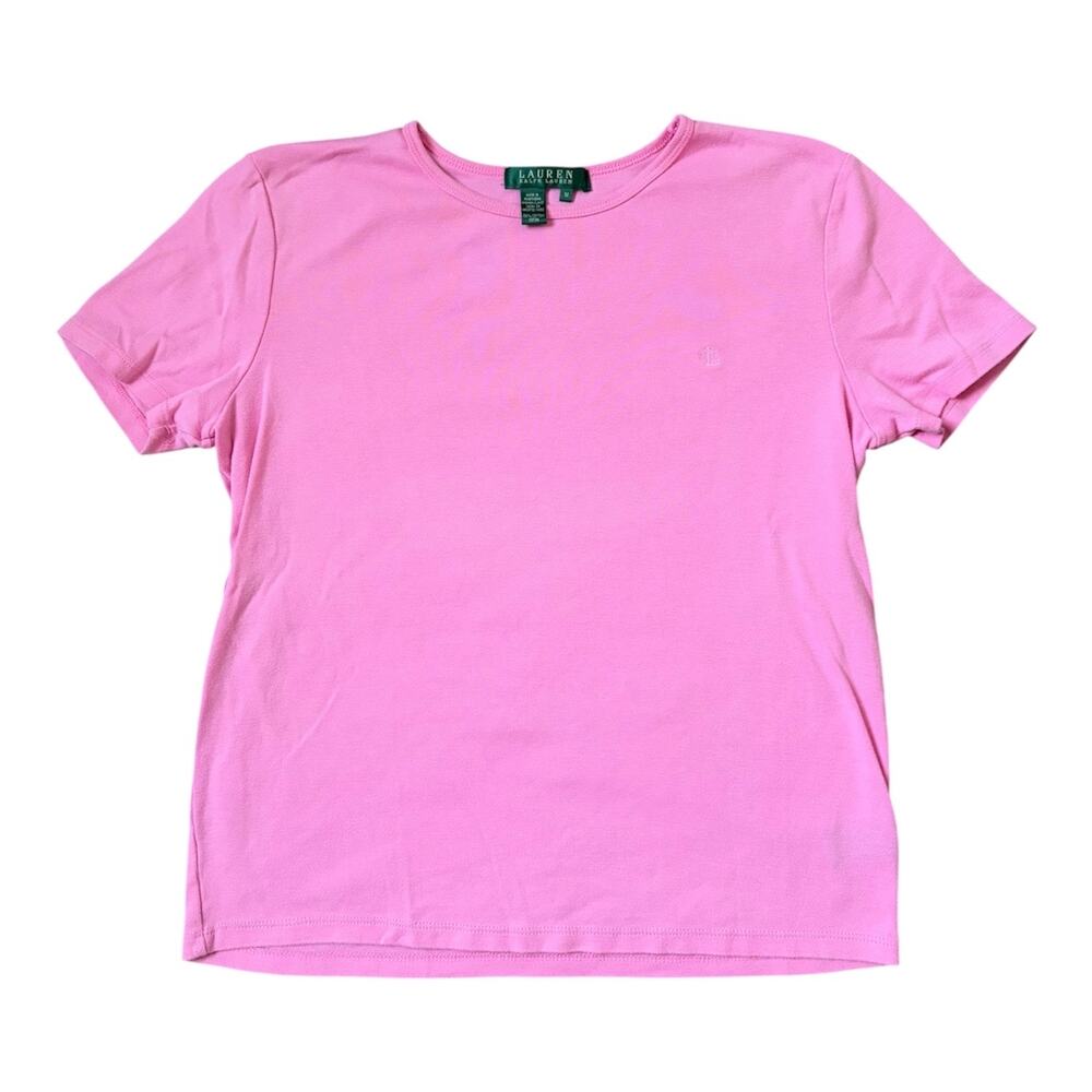 VTG 90's/Y2K Lauren Ralph Lauren LRL Pink 100% Cotton Short Sleeved Tee Sz M